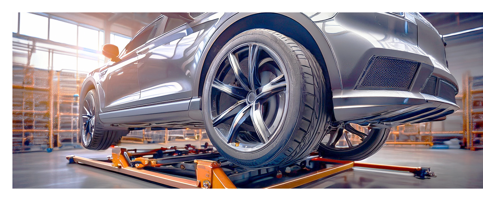 ジャッキアップされた自動車